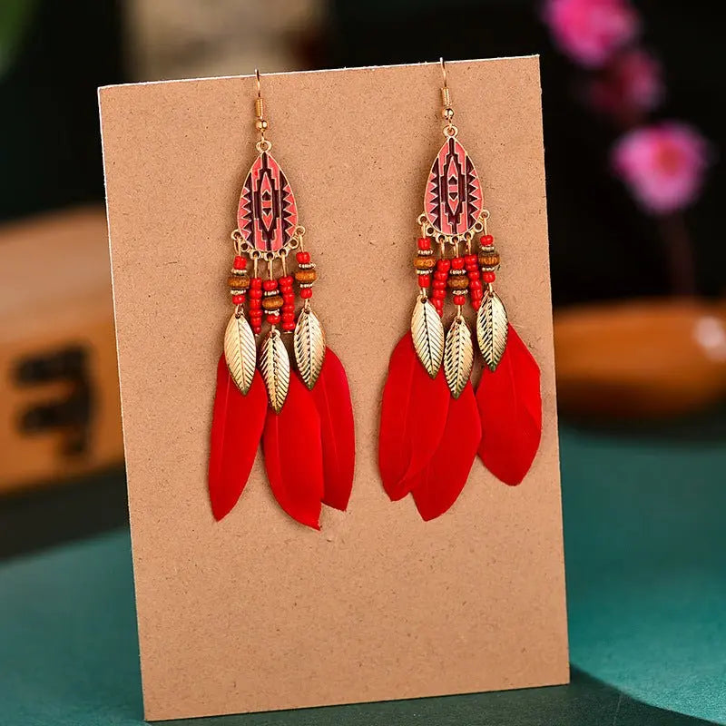 Unique Feather Earrings - Boho Style for Men & Women-Jewearrings