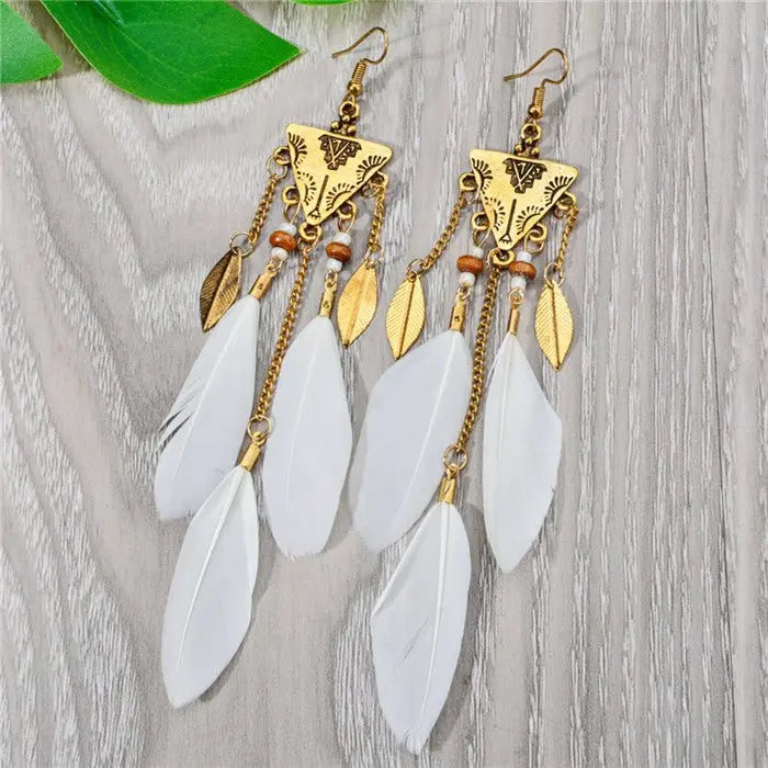 Unique Feather Earrings - Boho Style for Men & Women-Jewearrings