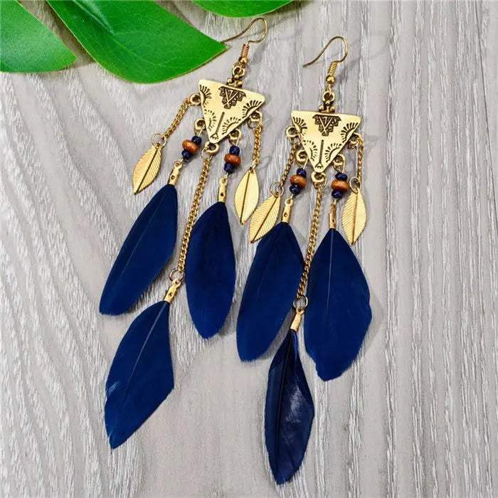 Unique Feather Earrings - Boho Style for Men & Women-Jewearrings