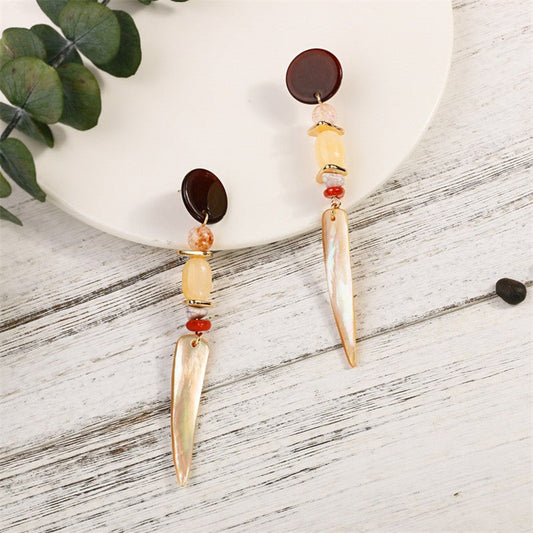 Vacation Style Personality Bohemian Shell Tassel Earrings-Jewearrings