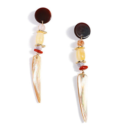 Vacation Style Personality Bohemian Shell Tassel Earrings-Jewearrings