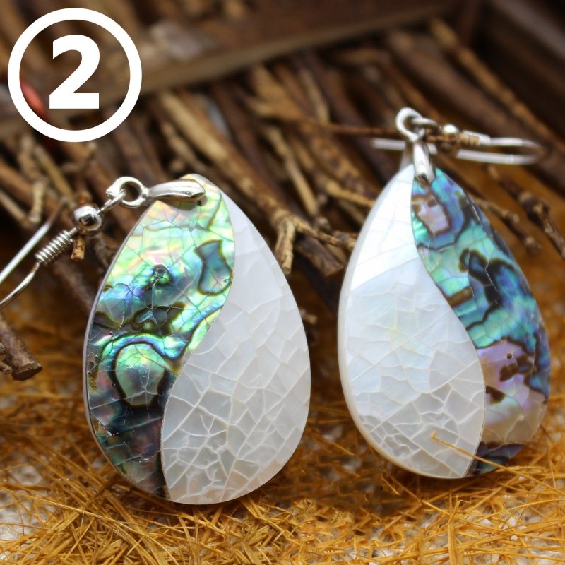 Vacation Style Shell Drop Shape Abalone Shell White Shell Splicing Earrings-Jewearrings