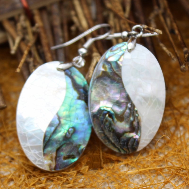 Vacation Style Shell Drop Shape Abalone Shell White Shell Splicing Earrings-Jewearrings