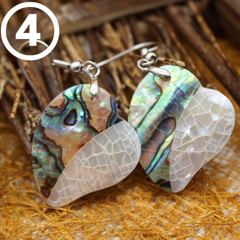 Vacation Style Shell Drop Shape Abalone Shell White Shell Splicing Earrings-Jewearrings