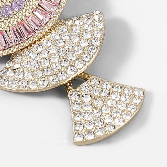 Vintage Alloy Diamond-studded Rhinestone Acrylic Multi-layer Fan-shaped Earrings Women's Trend Earrings-Jewearrings