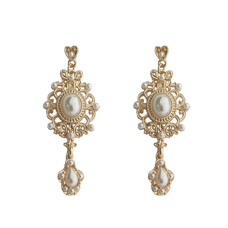 Vintage Court Baroque Pearl Earrings Silver Post-Jewearrings