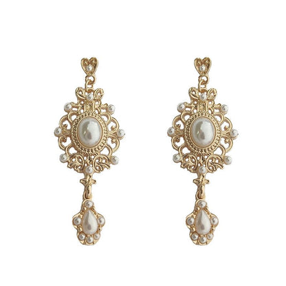 Vintage Court Baroque Pearl Earrings Silver Post-Jewearrings