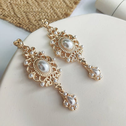 Vintage Court Baroque Pearl Earrings Silver Post-Jewearrings