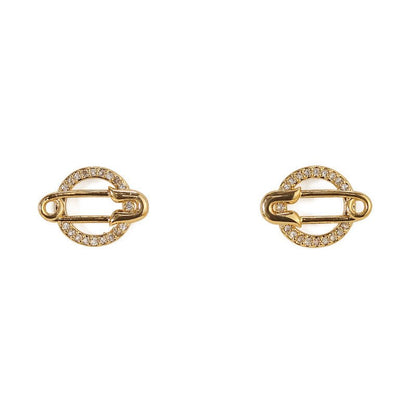 Vintage Diamond-Studded Paperclip Pin Round Earrings-Jewearrings