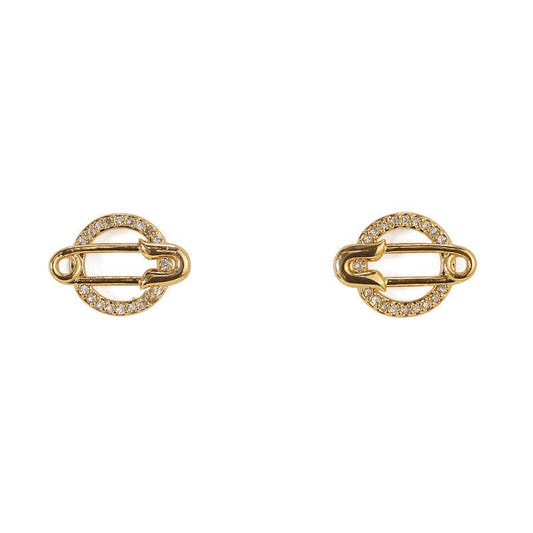 Vintage Diamond-Studded Paperclip Pin Round Earrings-Jewearrings