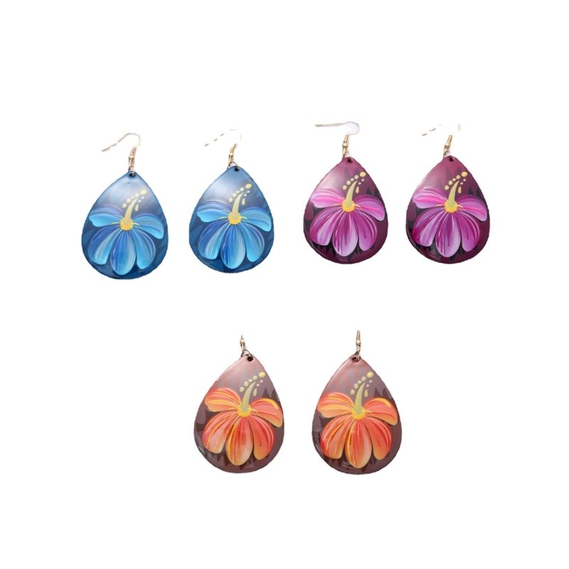 Vintage Drop-shaped Flower Acrylic Earrings-Jewearrings