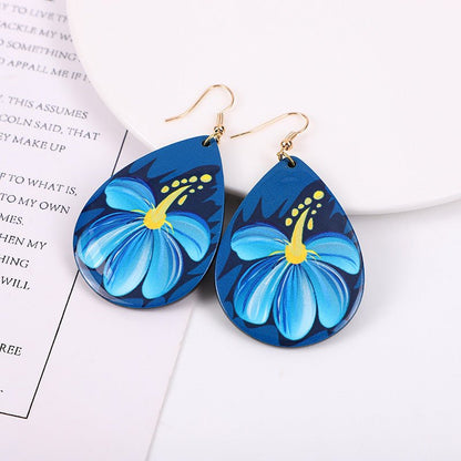 Vintage Drop-shaped Flower Acrylic Earrings-Jewearrings