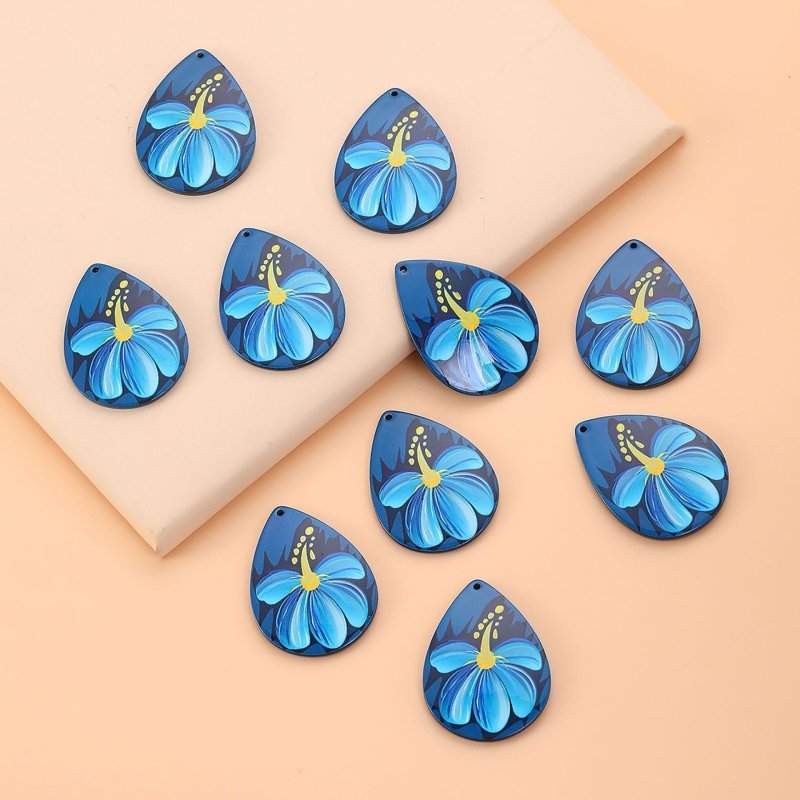 Vintage Drop-shaped Flower Acrylic Earrings-Jewearrings