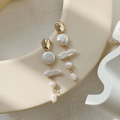 Vintage Earrings Baroque Shaped Pearl-Jewearrings