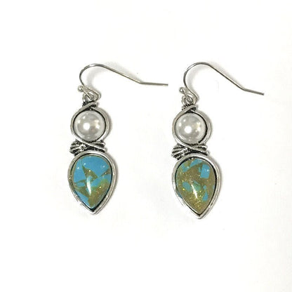 Vintage ethnic water drop blue stone earrings-Jewearrings