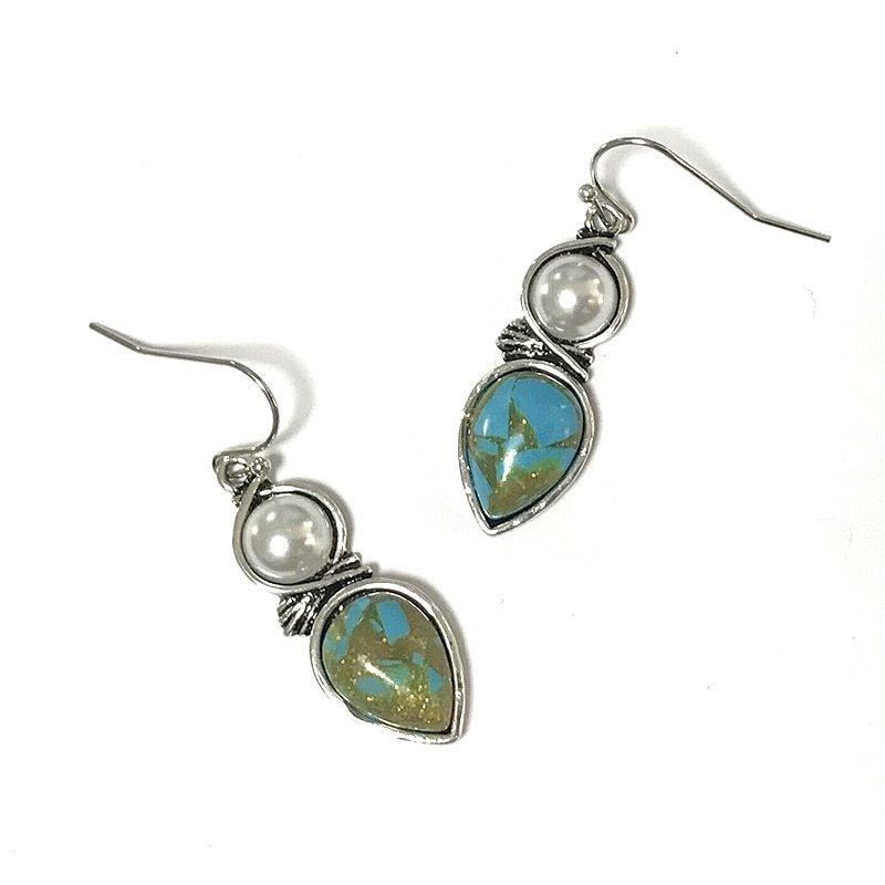 Vintage ethnic water drop blue stone earrings-Jewearrings