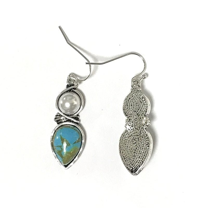 Vintage ethnic water drop blue stone earrings-Jewearrings