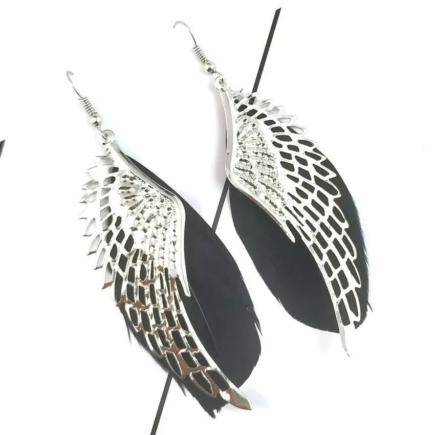 Vintage Feather Earrings-Jewearrings