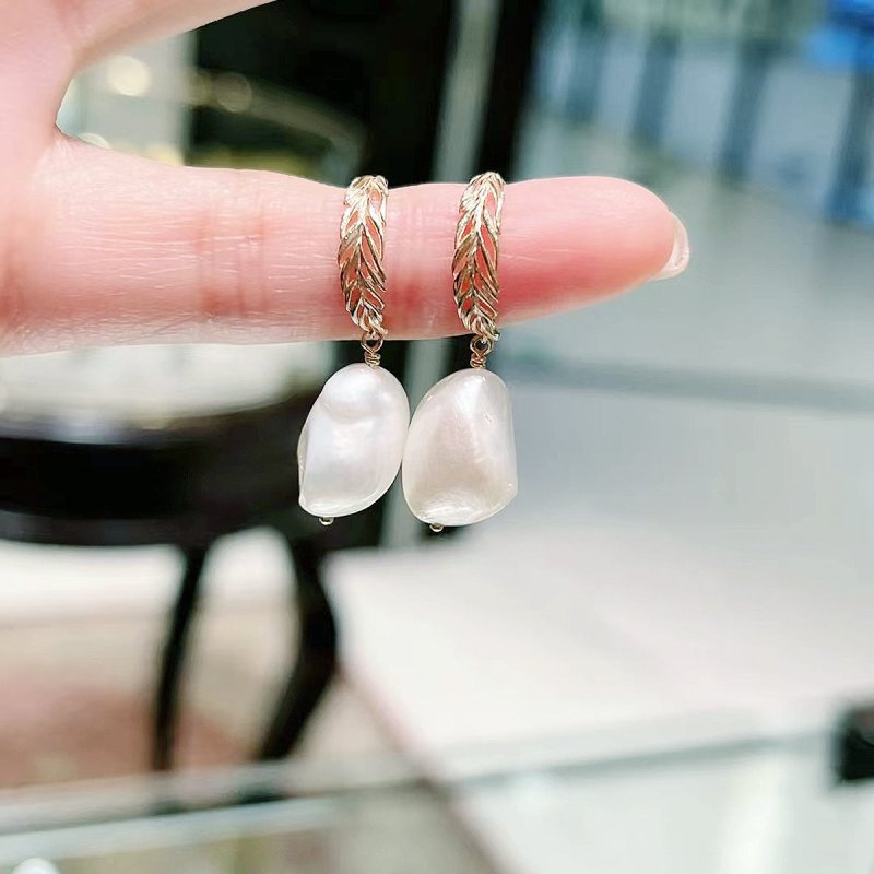 Vintage Natural Baroque Pearl Earrings-Jewearrings