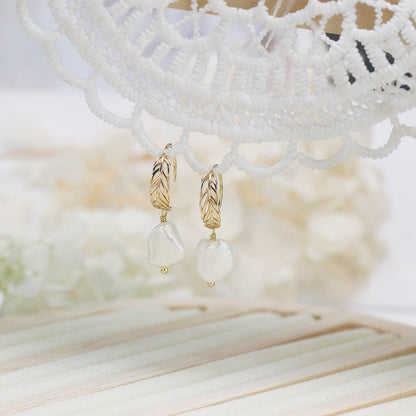 Vintage Natural Baroque Pearl Earrings-Jewearrings