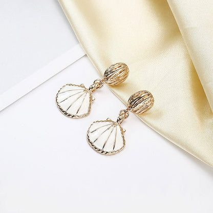 Vintage Ocean Wind Shell Ear Pin Seashell Earrings-Jewearrings