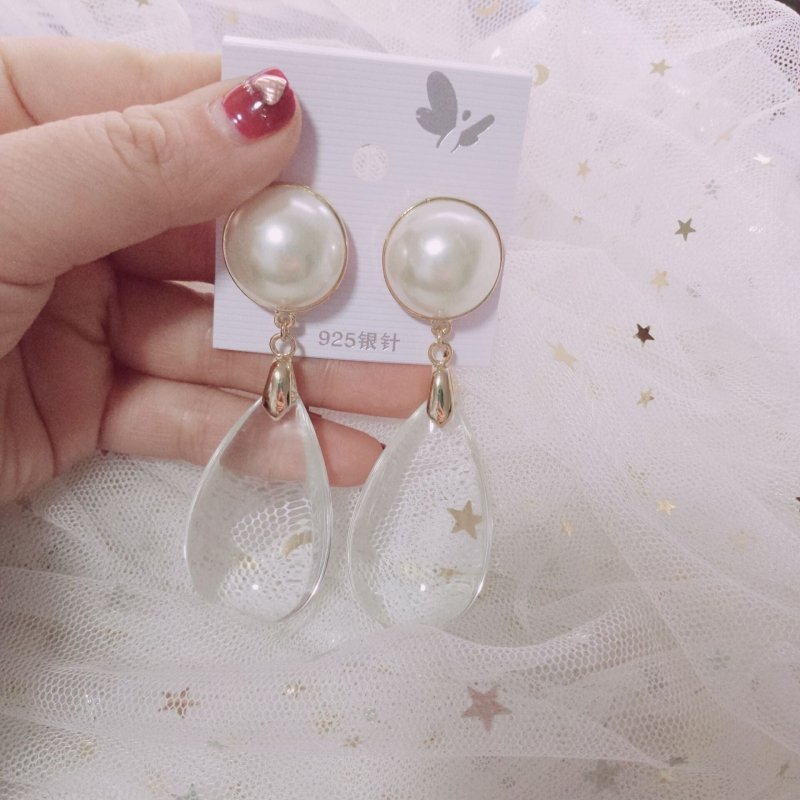 Vintage Pearl Exaggerated Gemstone Big Earrings-Jewearrings