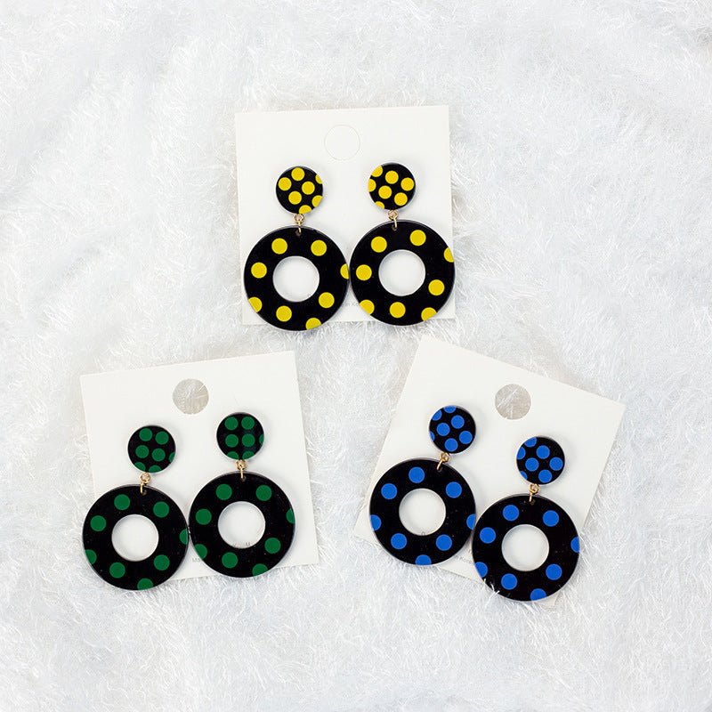 Vintage Personality Acrylic Dot Round Earrings-Jewearrings