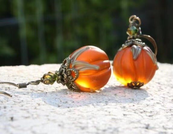 Vintage Pumpkin Pendant Drop Earrings-Jewearrings