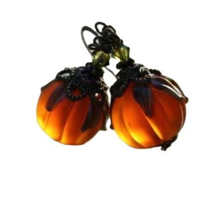 Vintage Pumpkin Pendant Drop Earrings-Jewearrings