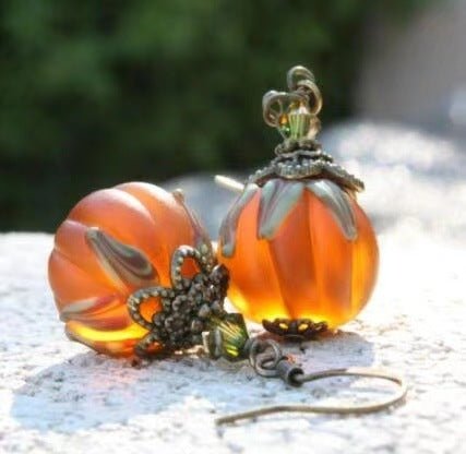 Vintage Pumpkin Pendant Drop Earrings-Jewearrings