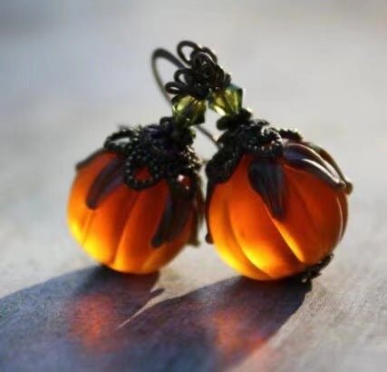 Vintage Pumpkin Pendant Drop Earrings-Jewearrings