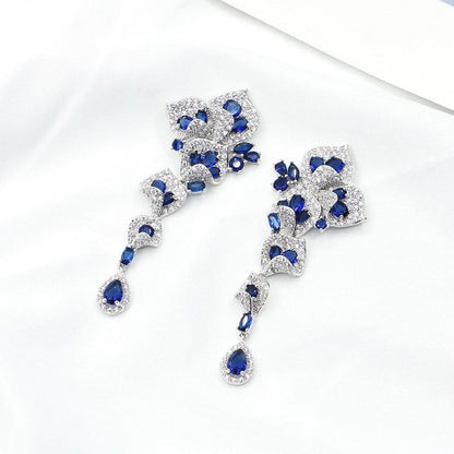 Vintage Sapphire Stud Earrings Female Blue Crystal Ear Jewelry-Jewearrings