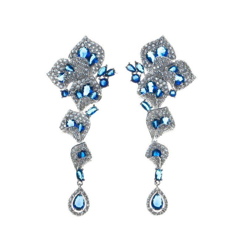 Vintage Sapphire Stud Earrings Female Blue Crystal Ear Jewelry-Jewearrings