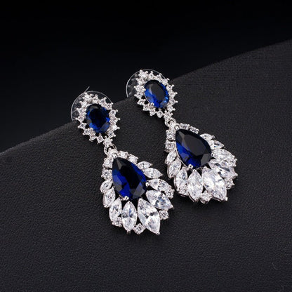 Vintage Tassel Royal Blue Zircon Earrings-Jewearrings