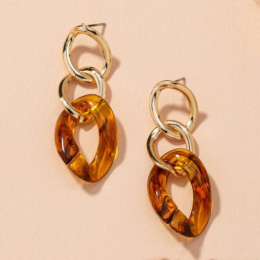 Vintage Twisted Chain Acrylic Exaggerated Earrings-Jewearrings