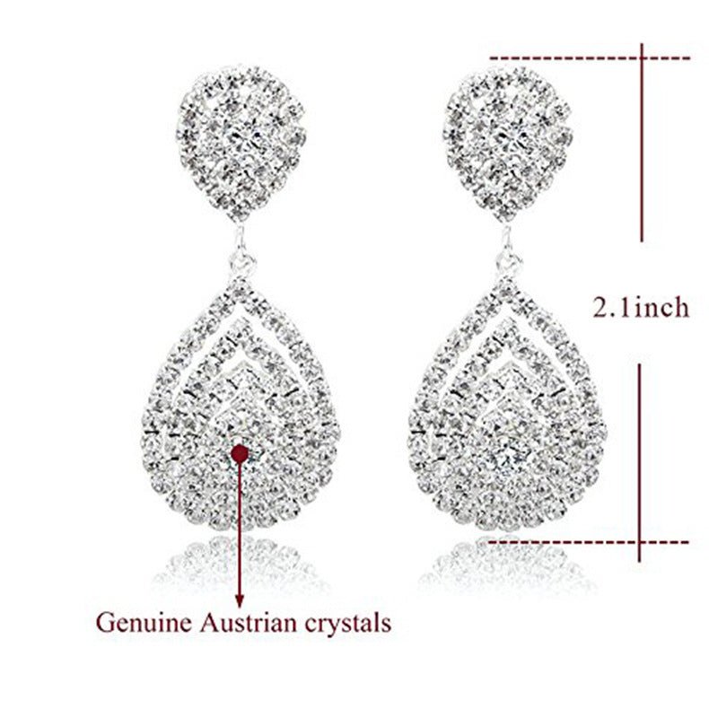 Water Drop Diamond Crystal Earrings Popular Simple And Versatile Earrings-Jewearrings