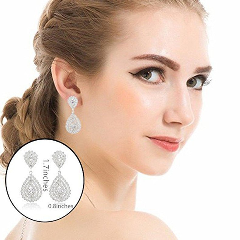 Water Drop Diamond Crystal Earrings Popular Simple And Versatile Earrings-Jewearrings