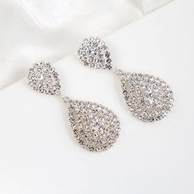 Water Drop Diamond Crystal Earrings Popular Simple And Versatile Earrings-Jewearrings