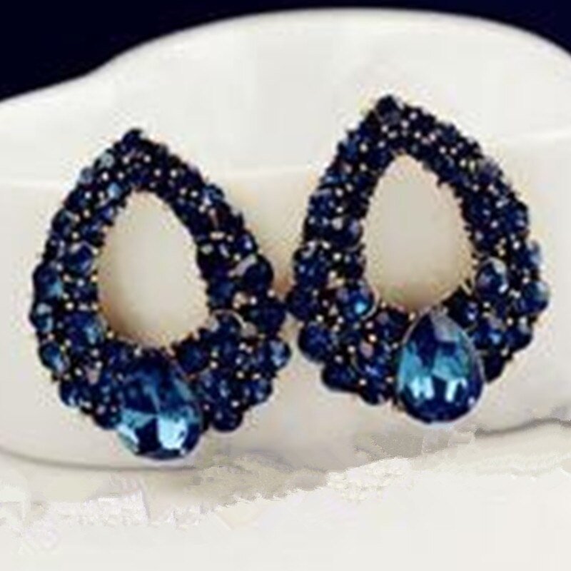 Water Drop Diamond Sapphire Fashion Stud Earrings-Jewearrings