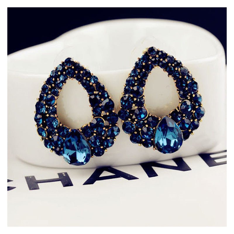 Water Drop Diamond Sapphire Fashion Stud Earrings-Jewearrings