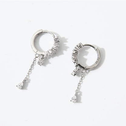 Water Drop Diamond Temperament Korean Earrings Silver-Jewearrings