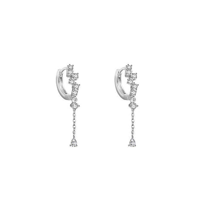 Water Drop Diamond Temperament Korean Earrings Silver-Jewearrings