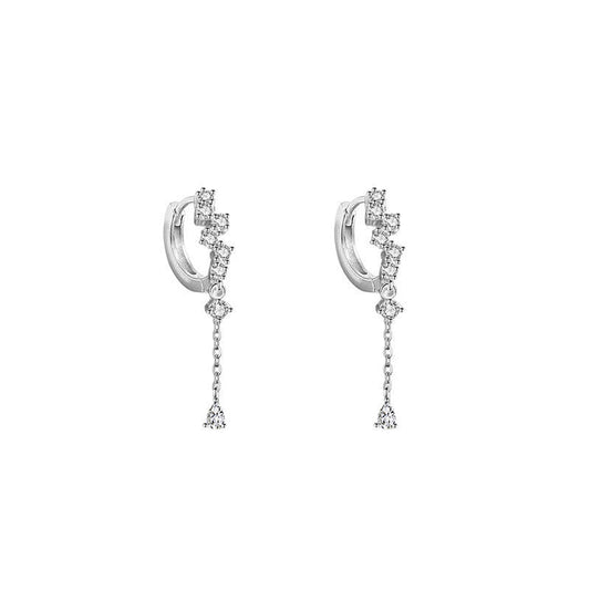 Water Drop Diamond Temperament Korean Earrings Silver-Jewearrings