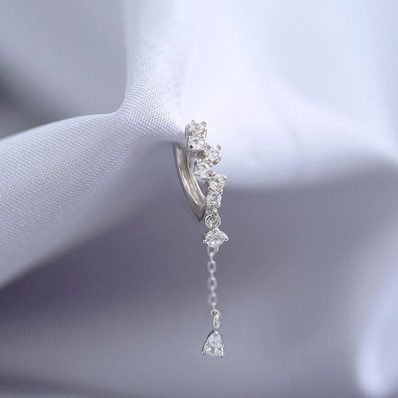 Water Drop Diamond Temperament Korean Earrings Silver-Jewearrings