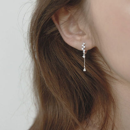 Water Drop Diamond Temperament Korean Earrings Silver-Jewearrings