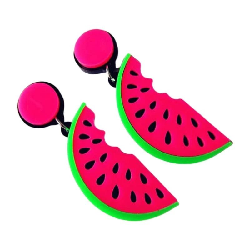 Watermelon Fruit Acrylic Festival Earrings-Jewearrings