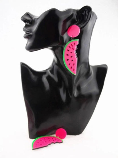 Watermelon Fruit Acrylic Festival Earrings-Jewearrings