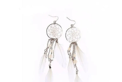 White & Brown Feather Earrings: Boho Chic for Any Occasion-Jewearrings