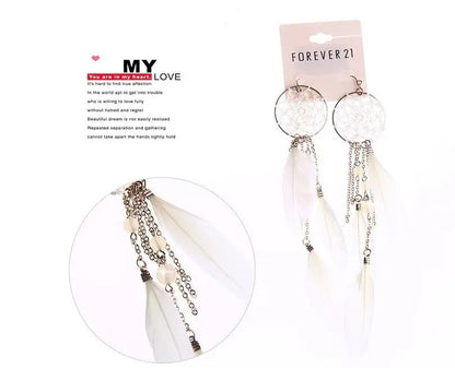 White & Brown Feather Earrings: Boho Chic for Any Occasion-Jewearrings