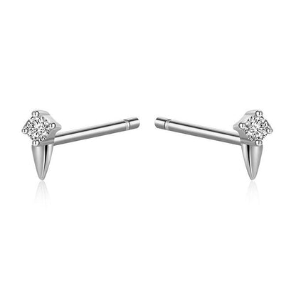 White Diamond Pentagram Stud Earrings Women's 925 Silver Simple-Jewearrings